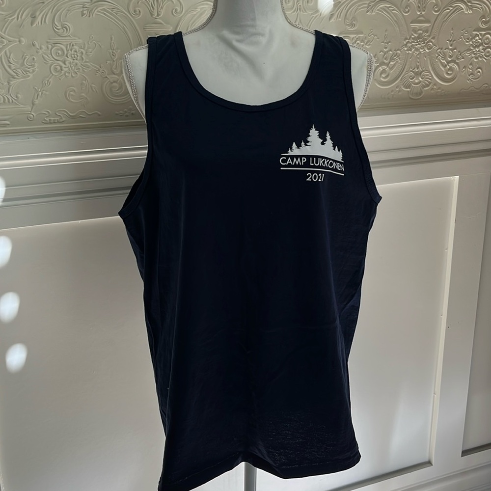 Camp Lukkonen 2021 Navy Blue muscle tank T-shirt sz L